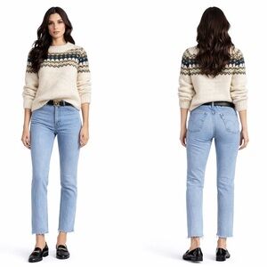 Levi’s 501 Skinny High Rise button Fly Raw Hem 
29 X 28 blue wash